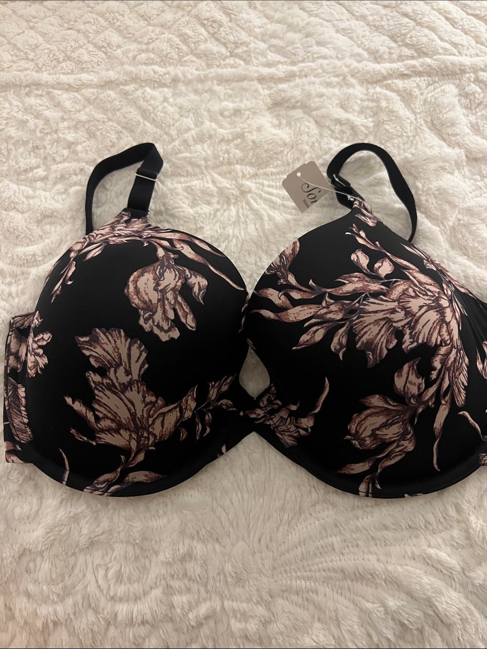 Soma 36 DDD T-Shirt Bra in Etherial Black Print with matching Brief L